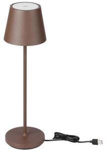 V-TAC MINI LED stolná lampa 1,5W, 150lm, 3000K, 1900mAh, nabíjací podstavec, hnedočervená CORTEN, IP54
