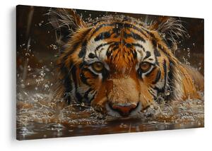 Obraz - Portrét tigra vo vode (90x60 cm)