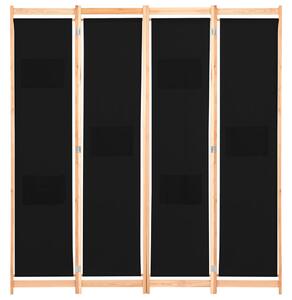 4-panelový paraván čierny 160x170x4 cm látkový