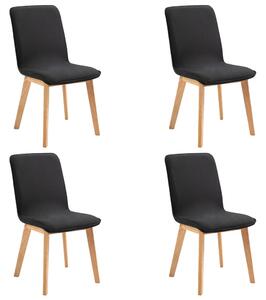 Jedálenské stoličky 4 ks, čierne, látka a dubový masív