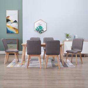 Jedálenské stoličky 6 ks, sivohnedé, látka a dubový masív