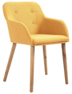 Jedálenské stoličky 4 ks, žlté, látka a dubový masív