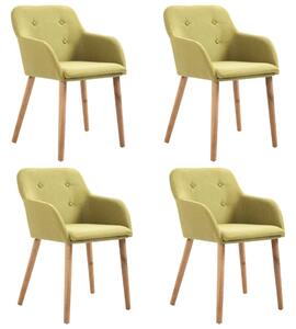 Jedálenské stoličky 4 ks, zelené, látka a dubový masív