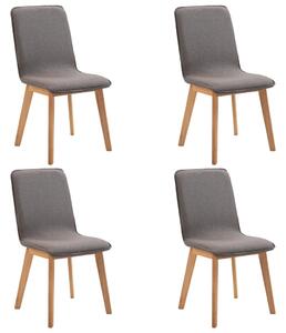 Jedálenské stoličky 4 ks, sivohnedé, látka a dubový masív