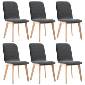 Jedálenské stoličky 6 ks, sivé, látka a dubový masív