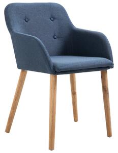 Jedálenské stoličky 2 ks, modré, látka a dubový masív
