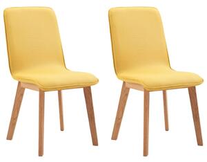 Jedálenské stoličky 2 ks, žlté, látka a dubový masív