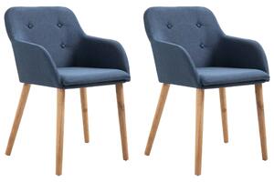 Jedálenské stoličky 2 ks, modré, látka a dubový masív