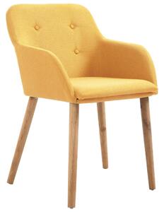 Jedálenské stoličky 6 ks, žlté, látka a dubový masív