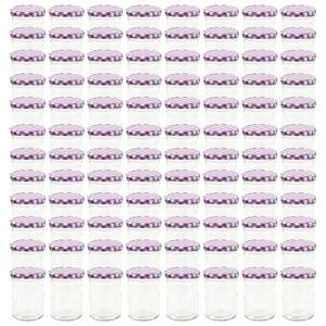 Zaváracie poháre s bielo-fialovými viečkami 96 ks 400 ml sklo