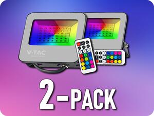 V-TAC LED reflektor RGB+W (6500K) s diaľkovým ovládaním 30W, 2310lm, IP65/2-PACK!