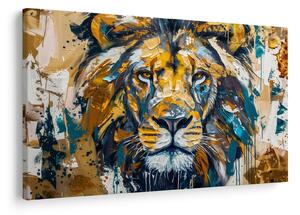Obraz - Abstraktná olejomaľba s levom (90x60 cm)