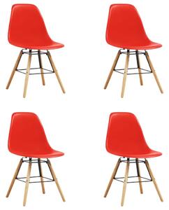 Jedálenské stoličky 4 ks, červené, plast