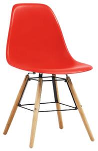 Jedálenské stoličky 4 ks, červené, plast