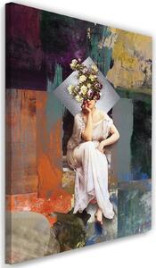 Obraz na plátne Žena a kytica na hlave - Jose Luis Guerrero Rozmery: 40 x 60 cm