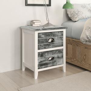 Nočný stolík, sivo biely 38x28x45 cm, drevo paulovnie