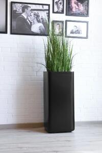 Kvetináč OFIRO, sklolaminát, výška 75 cm, s koliesky, čierny