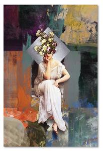 Obraz na plátne Žena a kytica na hlave - Jose Luis Guerrero Rozmery: 40 x 60 cm