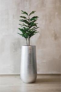 Kvetináč VENTURA, sklolaminát, výška 80 cm, strieborný lesk