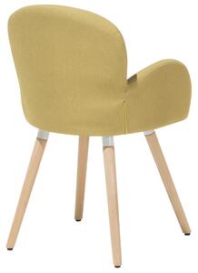 Sada 2 jedálenských stoličiek žlté látkové čalúnenie nohy zo svetlého dreva moderný eklektický štýl
