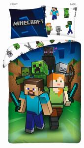 DETSKÉ BAVLNENÉ OBLIEČKY MINECRAFT 160X200 CM, 1KS 70X80 CM VZOROVANÉ