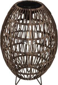 Solárny lampáš, pletený, Ø 21 cm, hnedý