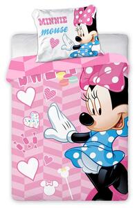 DETSKÉ POSTEĽNÉ OBLIEČKY MINNIE MOUSE 100X135 CM, 1KS 40X60 CM VZOROVANÉ
