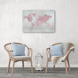 Obraz na plátne Ružová mapa kontinentov - Andrea Haase Rozmery: 60 x 40 cm