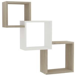 Cube Wall Shelves White and Sonoma Oak 68x15x68 cm Chipboard