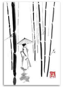 Obraz na plátne Gejša v bambusoch - Péchane Rozmery: 40 x 60 cm