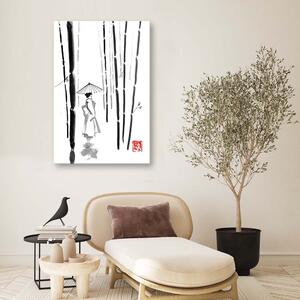 Obraz na plátne Gejša v bambusoch - Péchane Rozmery: 40 x 60 cm