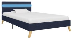 Rám postele s LED svetlom modrý 90x200 cm látkový