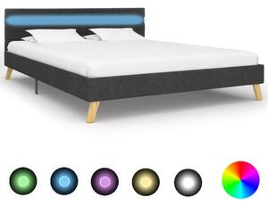 Rám postele s LED svetlom tmavosivý 160x200 cm látkový