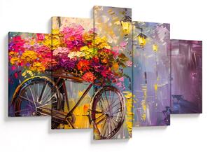 Obraz - Bicykel s kvetmi (150x105 cm)