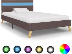 Rám postele s LED svetlom sivohnedý 100x200 cm látkový