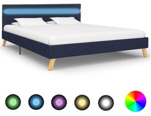 Rám postele s LED svetlom modrý 120x200 cm látkový