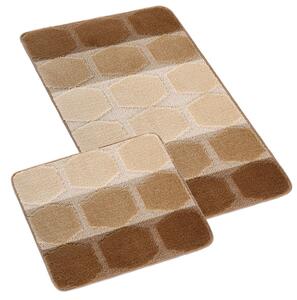 Kúpeľňová a WC predložka plastový vzor v béžovej farbe 60x100+60x50cm
