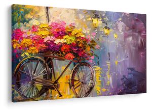 Obraz - Bicykel s kvetmi (90x60 cm)