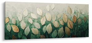 Obraz - Zlato-zelené listy (120x50 cm)