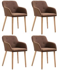 Jedálenské stoličky 4 ks hnedé látka a dubové drevo