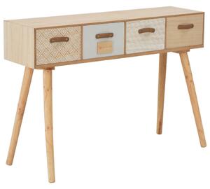 Konzolový stolík s 4 zásuvkami 110x30x75 cm masívne borovicové drevo