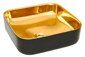 Invena Malaga, keramické umývadlo na dosku 39x39x14 cm, zlatá lesklá-čierna matná, INV-CE-39-027-C