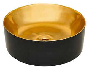 Invena Kos, keramické umývadlo na dosku 415x415x135 mm, zlatá lesklá-čierna matná, INV-CE-38-027-C