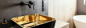 Invena Malaga, keramické umývadlo na dosku 39x39x14 cm, zlatá lesklá-čierna matná, INV-CE-39-027-C