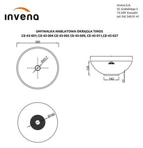 Invena Tinos, keramické umývadlo na dosku 39,5x39,5x13,5 cm, zlatá lesklá-čierna lesklá, INV-CE-43-027-C