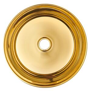 Invena Tinos, keramické umývadlo na dosku 39,5x39,5x13,5 cm, zlatá lesklá, INV-CE-43-009-C