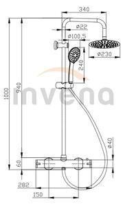 Invena Musta, termostatická sprchová batéria so sprchovým stĺpom, chróm lesklý, INV-AU-84-001-X