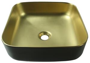 Invena Malaga, keramické umývadlo na dosku 39x39x14 cm, zlatá matná-čierna matná, INV-CE-39-017-C
