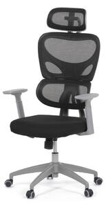 Kancelárska ergonomická stolička GRANT II — sieť, látka, sivá/čierna