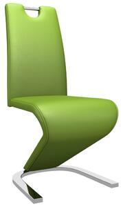 Jedálenské stoličky, cikcakový tvar 6 ks, zelené, umelá koža